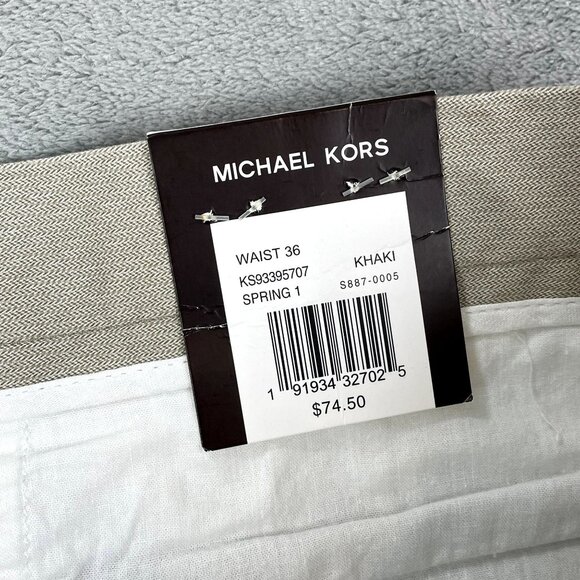 NWT Michael Kors Stretch Spring 1 Khaki Shorts Tan Herringbone Business Casual - Picture 4 of 10